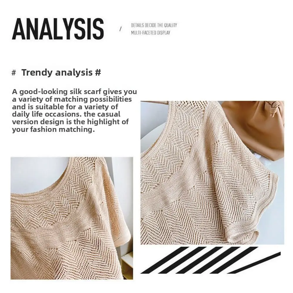 Versatile Pure Color Knitted Shawl Solid Color Hollow Design Cheongsam Outerwear Outerwear Spring Autumn