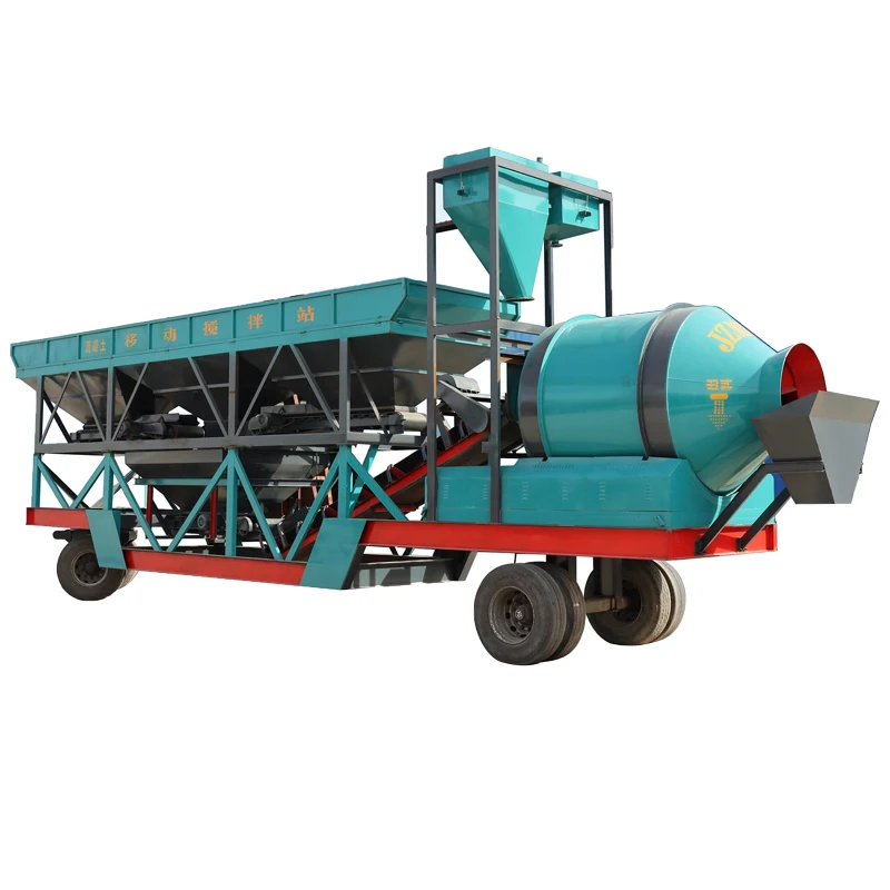 105 Kw Mini Small Portable Mobile Concrete Mixer Mixing Batching Plant Station Concrete Plant for Precast Production Customized