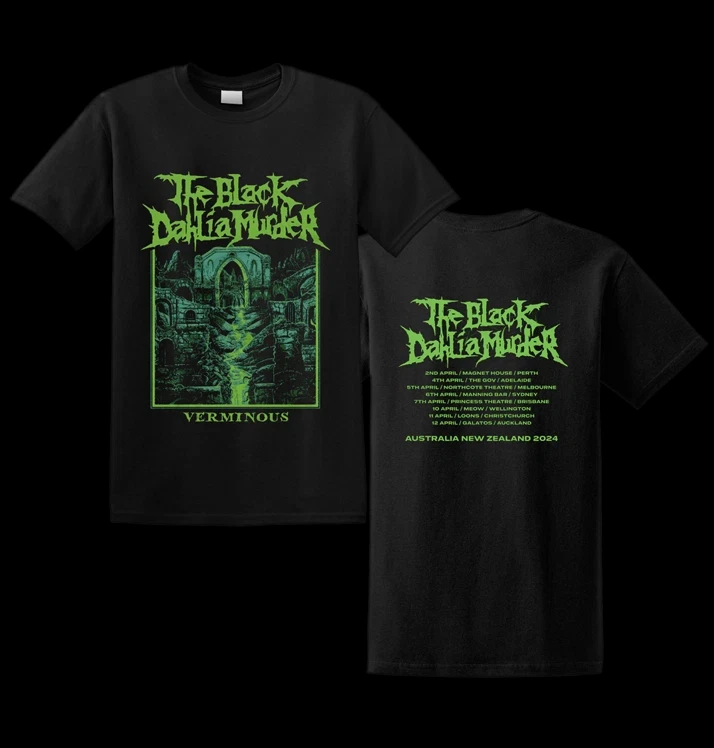 

THE BLACK DAHLIA MURDER Verminous Aus NZ Tour 2024 T-Shirt The Latest Hot-selling Short-sleeved Loose and Breathable T-shirts