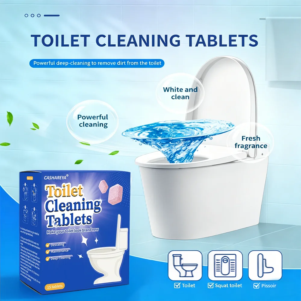 CASHAREYA Effervescent Toilet Cleaning Tablets 15/45/75 pcs Remove Urine Scale Limescale Yellow Dirt Deep Clean Deodorizer