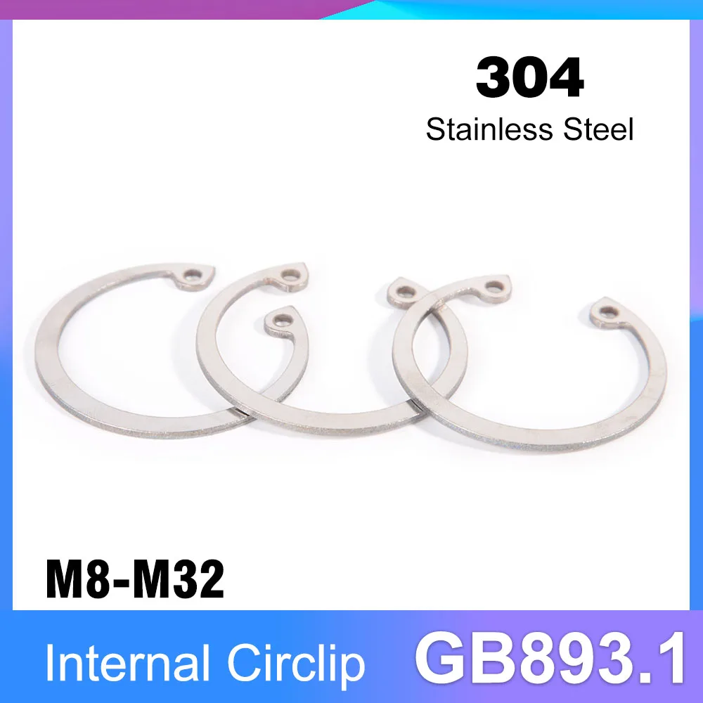 M8-M32 304 Stainless Steel Shaft Hole C Type Internal Circlip Retaining Clip Snap Ring GB893.1