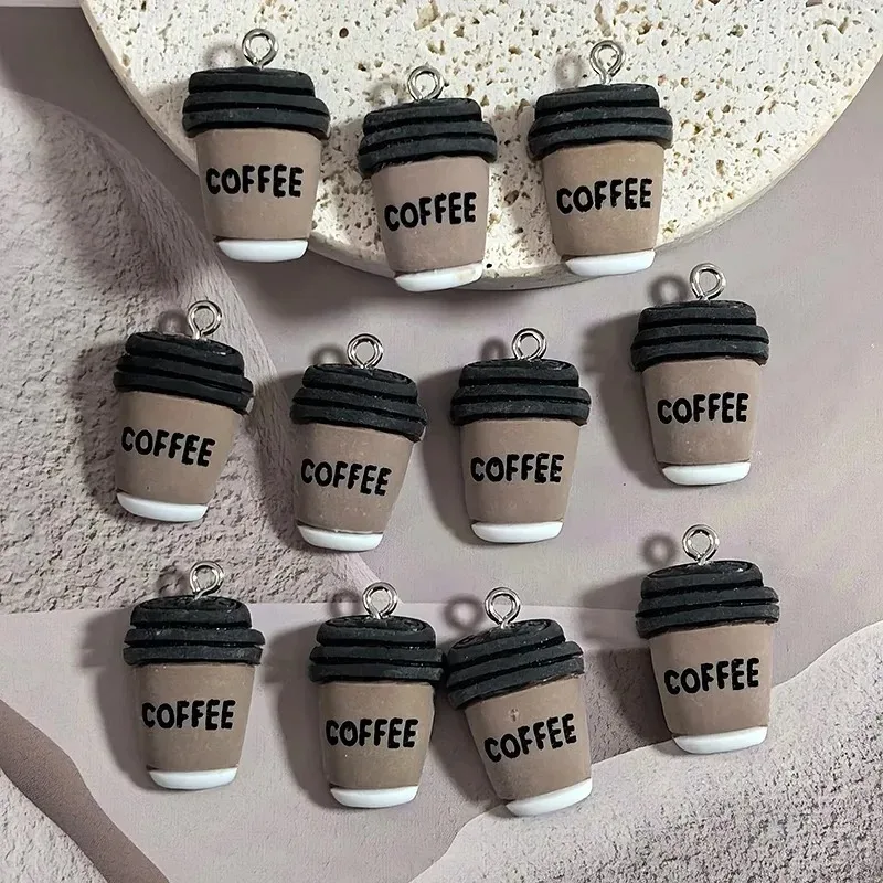 10Pcs Retro Coffee Bottle Flatback Resin Charms Vintage Drink Bottle Pendants DIY Craft Supplies for Earrings Keychains