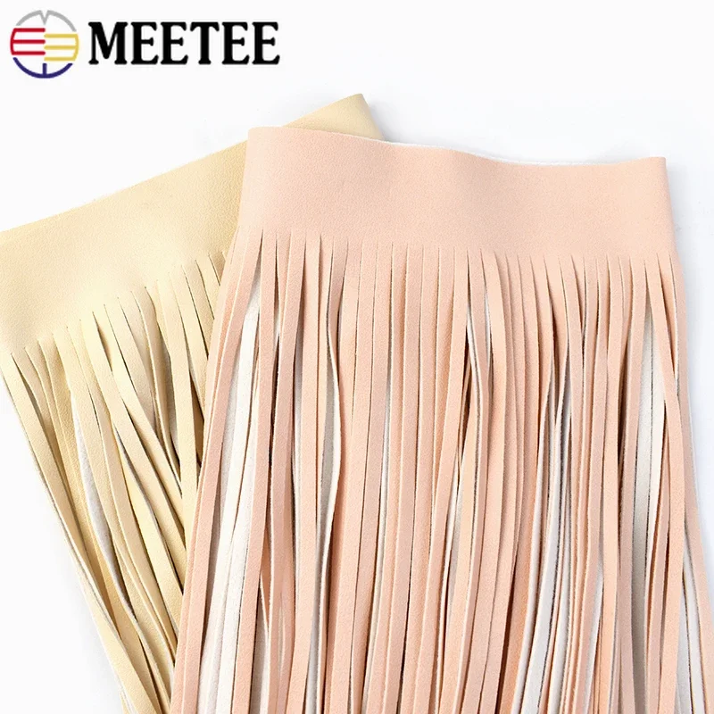 Meetee 55/70cm Extra Long Leather Tassel Fringe Dress Jacket Decor Lace Trim Edging Fringes DIY Garment Sewing Crafts Accessory