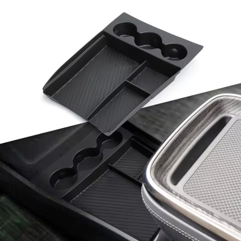 for RIVIAN R1T Center Console Storage Box TPE  Central Lower Layer Organizer Tray Car Interior Accessories
