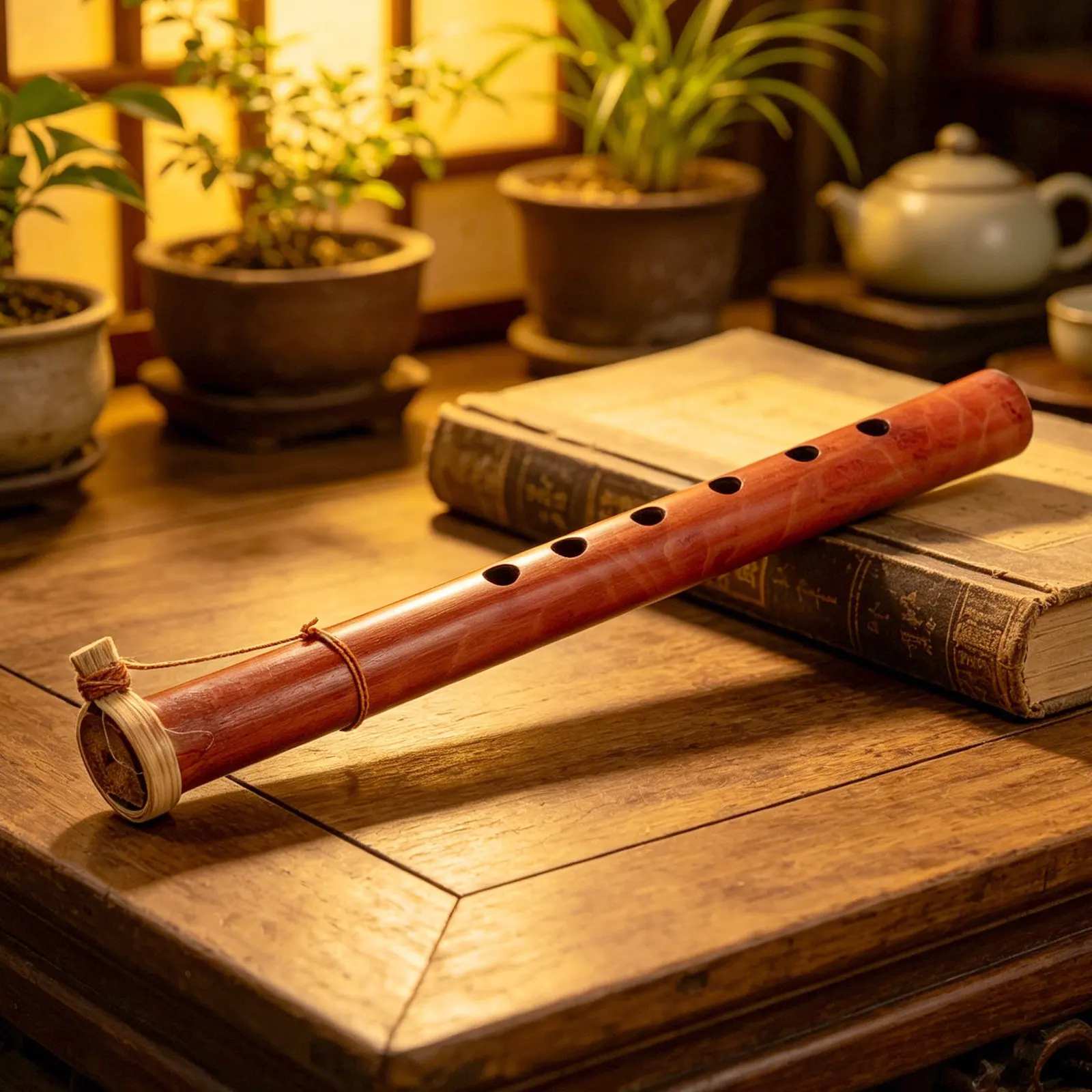 Handcrafted Indonesian Wooden Flute Extra Large Size Authentic Folk Wind Instrument for Ethnic Music Cultural Festivals Rituals
