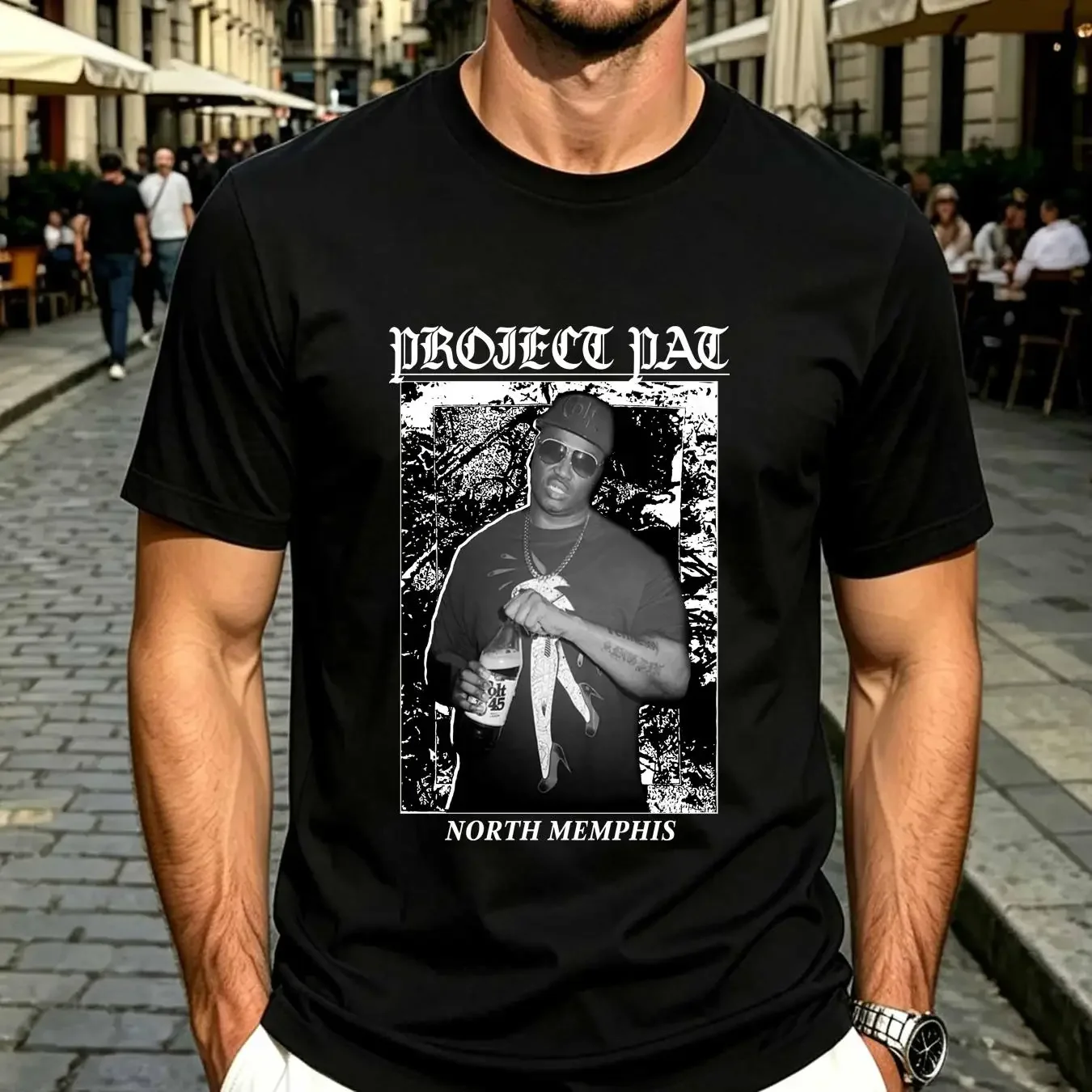 washed T Shirt Project Pat rapper Three 6 Mafia White  S to 5Xl 3F600 vintage Washed streetwear Stretched graphic Comfortable