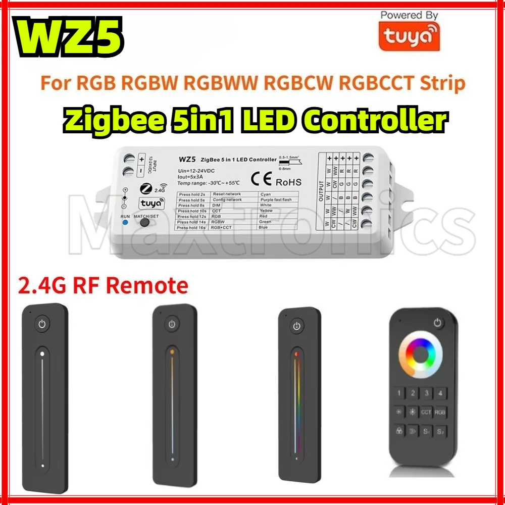 

DC12V-24V Zigbee Smart Led Controller 2.4G RF Remote Google Echo Plus Голосовое управление DIM для RGB RGBW RGBWW RGBCW RGBCCT Strip
