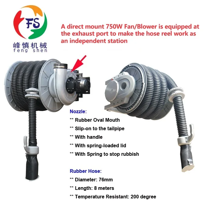 Auto Garage  Vehicle Exhaust Removable Hose Reel Equipment Semi-Automatic Fume Repair Tool