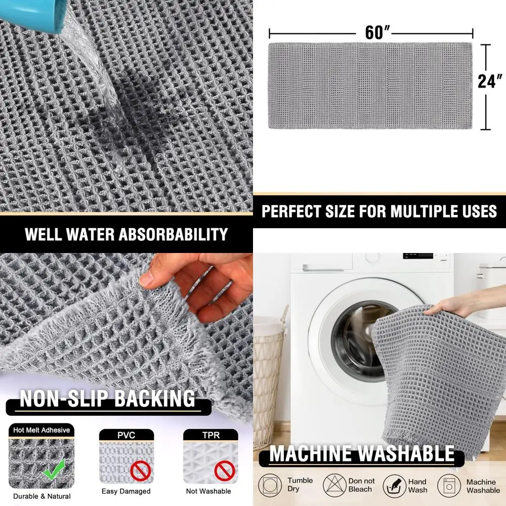 

Super Absorbent Dove Waffle Bath Mat, 24 x 60, Non-Slip for Tub Side