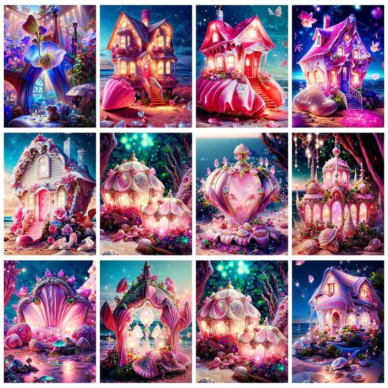 

GATYZTORY Modern Painting By Numbers Dreamy Conch House For Handiwork Picture Coloring On Canvas Wall Art Seascape Diy Set