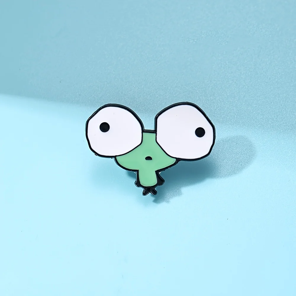 Lustiger Großäugiger Frosch Emaille-Pin, Minimalistische Cartoon-Amphibien-Brosche, Niedliches Grünes Tier-Metallabzeichen für Jacken, Rucksäcke & Hüte
