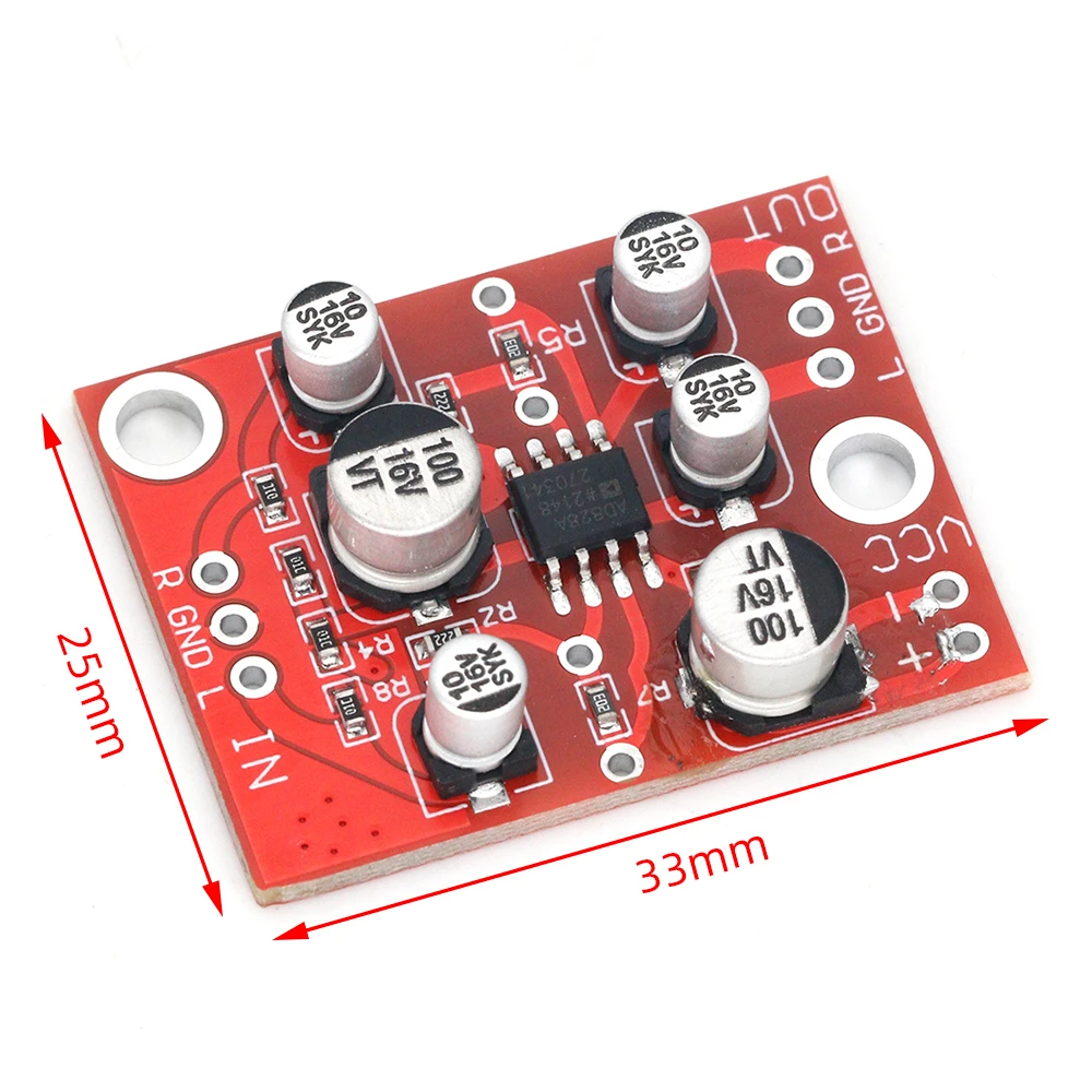 Modul Preamplifier Papan Pengeras Daya Preamp Stereo DC 5V-15V AD828