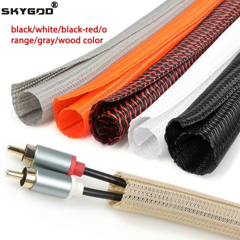 1~10m Cable Sleeve 3 5 8 10 13 16 19 25 32mm PET Self-Closed Wear Resistant Braided Insulation Split USB Wire Protection Sheath
