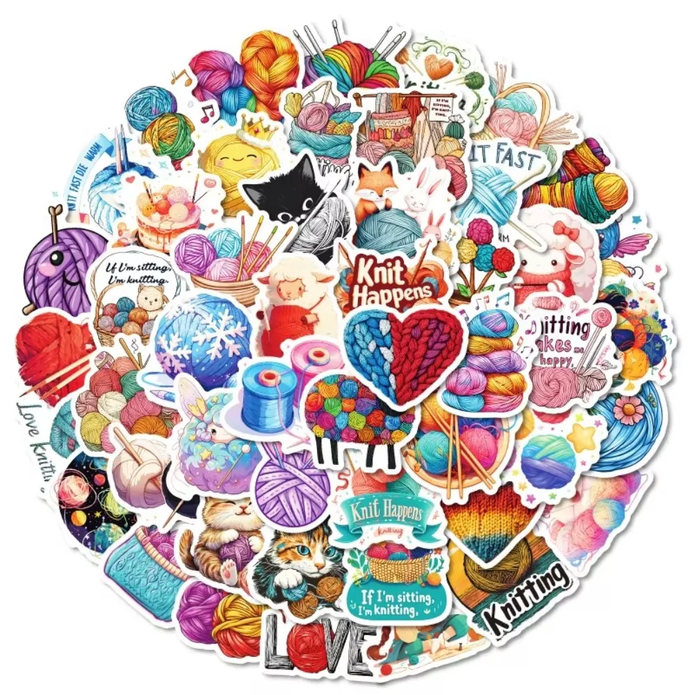 50 قطعة من ملصقات تزيين كروشيه إبرة القط المشاغب الإبداعية لحافظة الهاتف والكمبيوتر المحمول وخوذة لوح التزلج