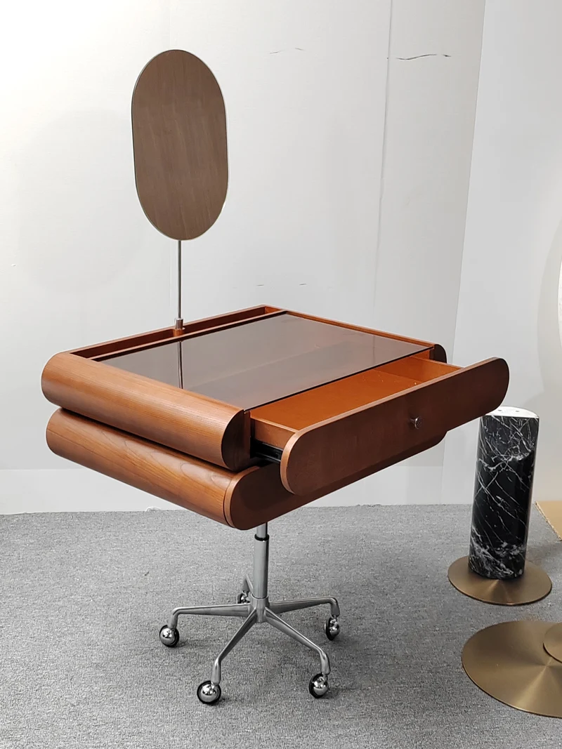 Mirrored Cabinet,Bedroom Furniture Mobile Lifting Nordic Retro Makeup Table With Mirror Bedside Cabinet