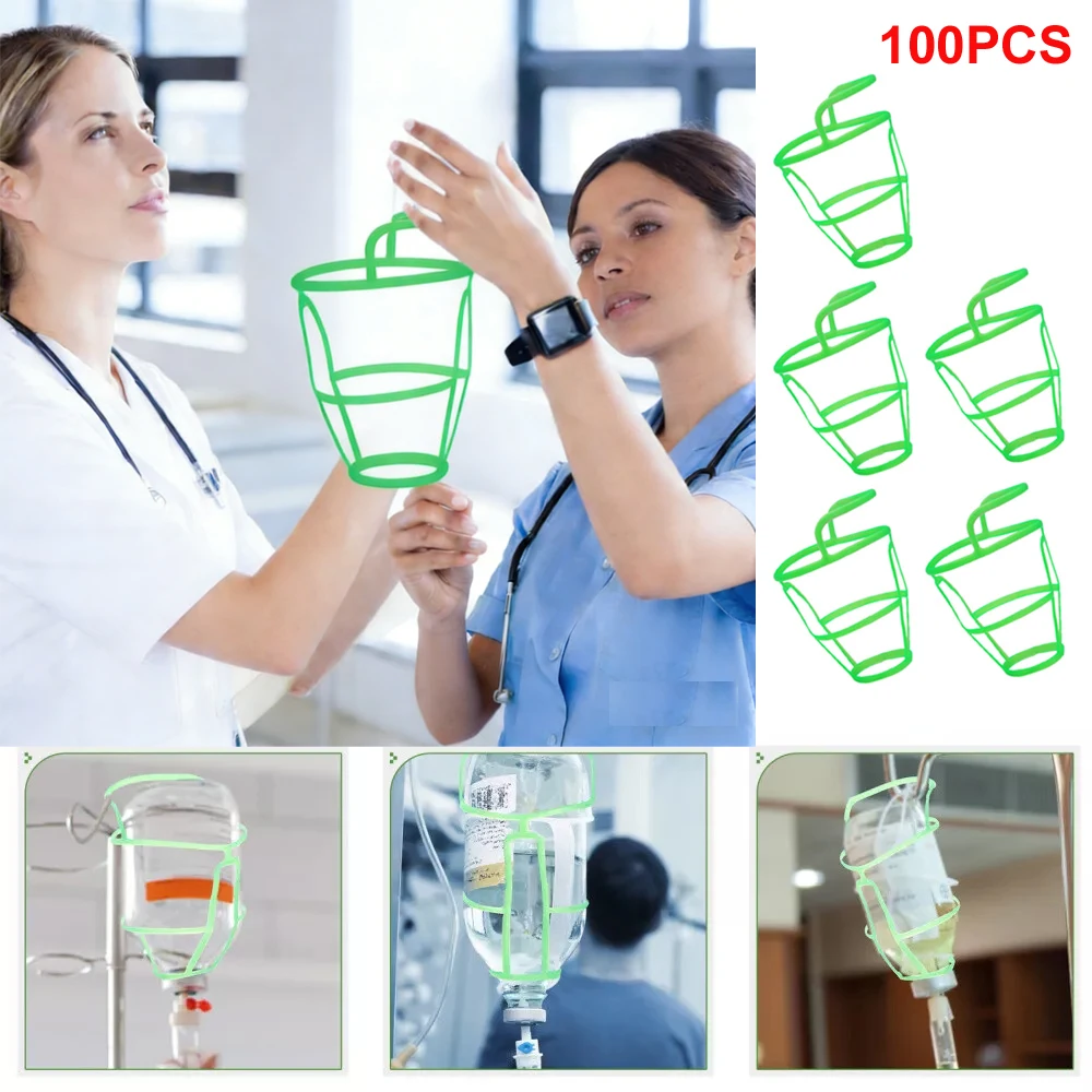 

100 шт. 500 мл Сетчатые чехлы для инфузионных бутылок, пластиковые держатели для капельниц, сетчатые крышки для физраствора, многоразовые медицинские принадлежности, подставки для бутылок