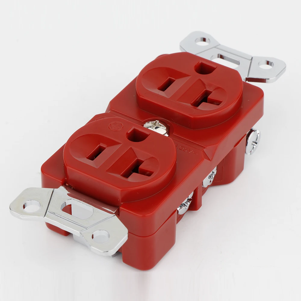 Cobre puro con enchufe de pared dúplex eléctrico estándar chapado en oro, 2 polos y 3 cables, enchufes de conector de toma de corriente alterna de red estadounidense