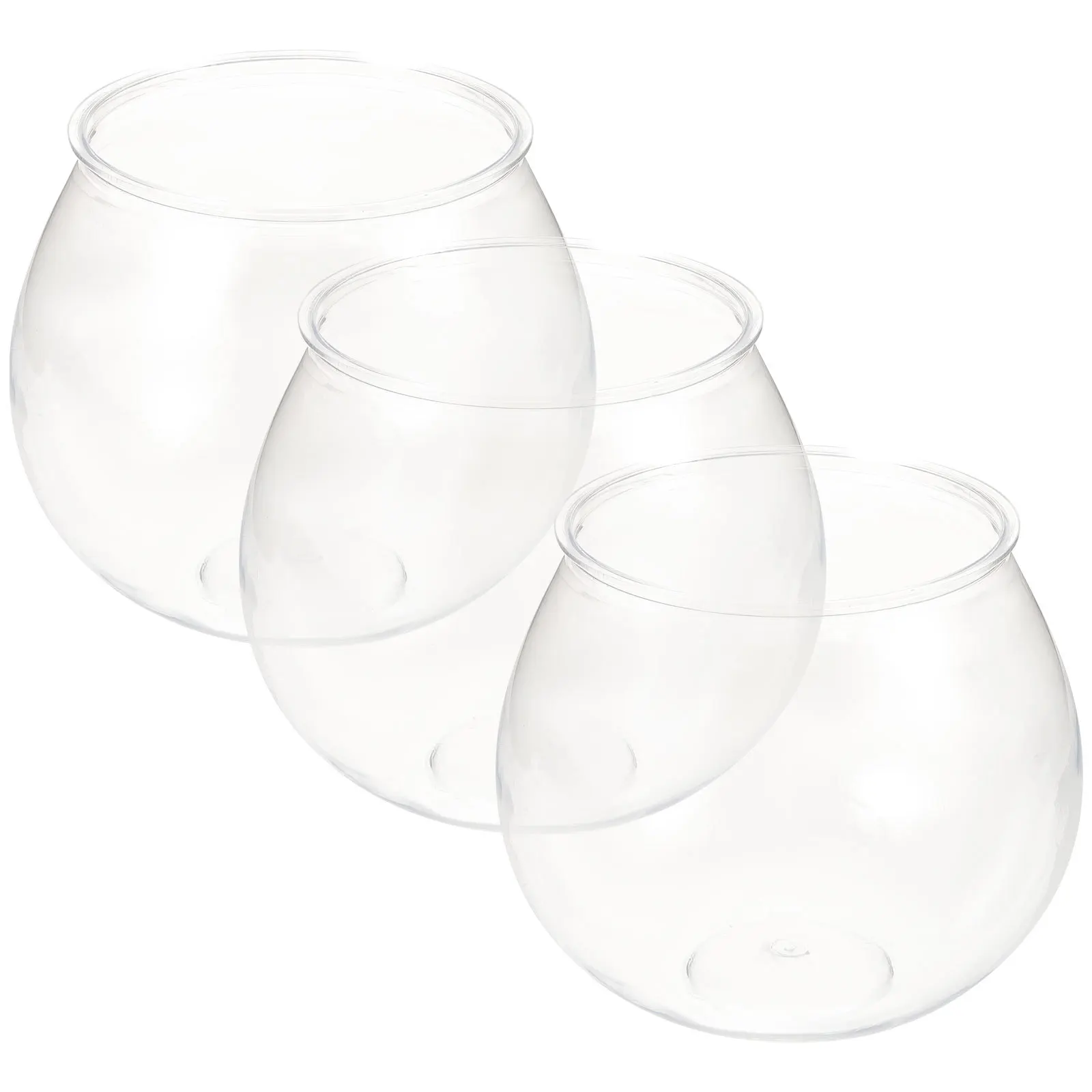 

3Pcs Desktop Small Fish Tank Plastic Household Aquarium for Home Office Decor Globe Bowl Betta Fish Living Container Tabletop