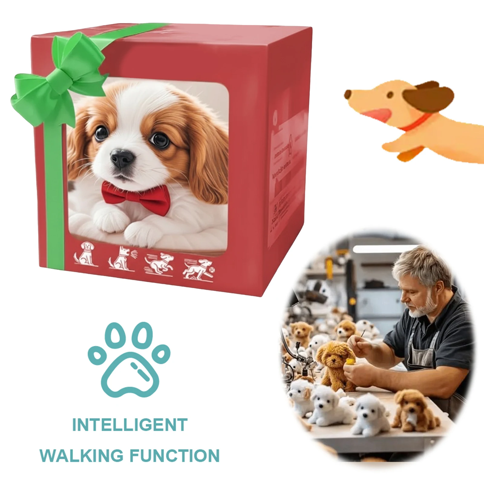 Interactive Toys Walking Realistic Stuffed Animal Dog Tail Wagging Electronic Interactive Dog for Kids Age 3-6