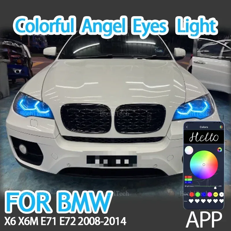 

RGB colorful Angel Eyes Rings Led M4 style APP control Car Headlight DRL Daytime Running Light for BMW X6 X6M E71 E72 2008-2014