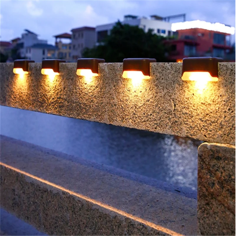 1/4/8 Pcs LED Night Lights Solar Lamp Path Stair Outdoor Waterproof Wall Light Garden Landscape Step Led Night Lights Led Lamp