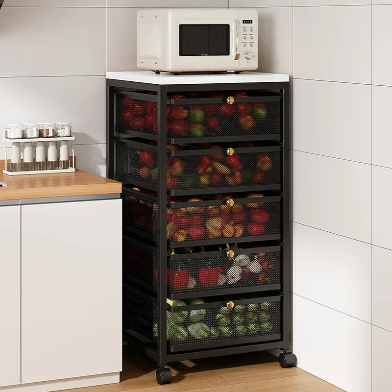 

Kitchen Vegetable Basket Removable Floor-to-ceiling Fruit And Vegetable Storage Basket Large-capacity Layered Shelf