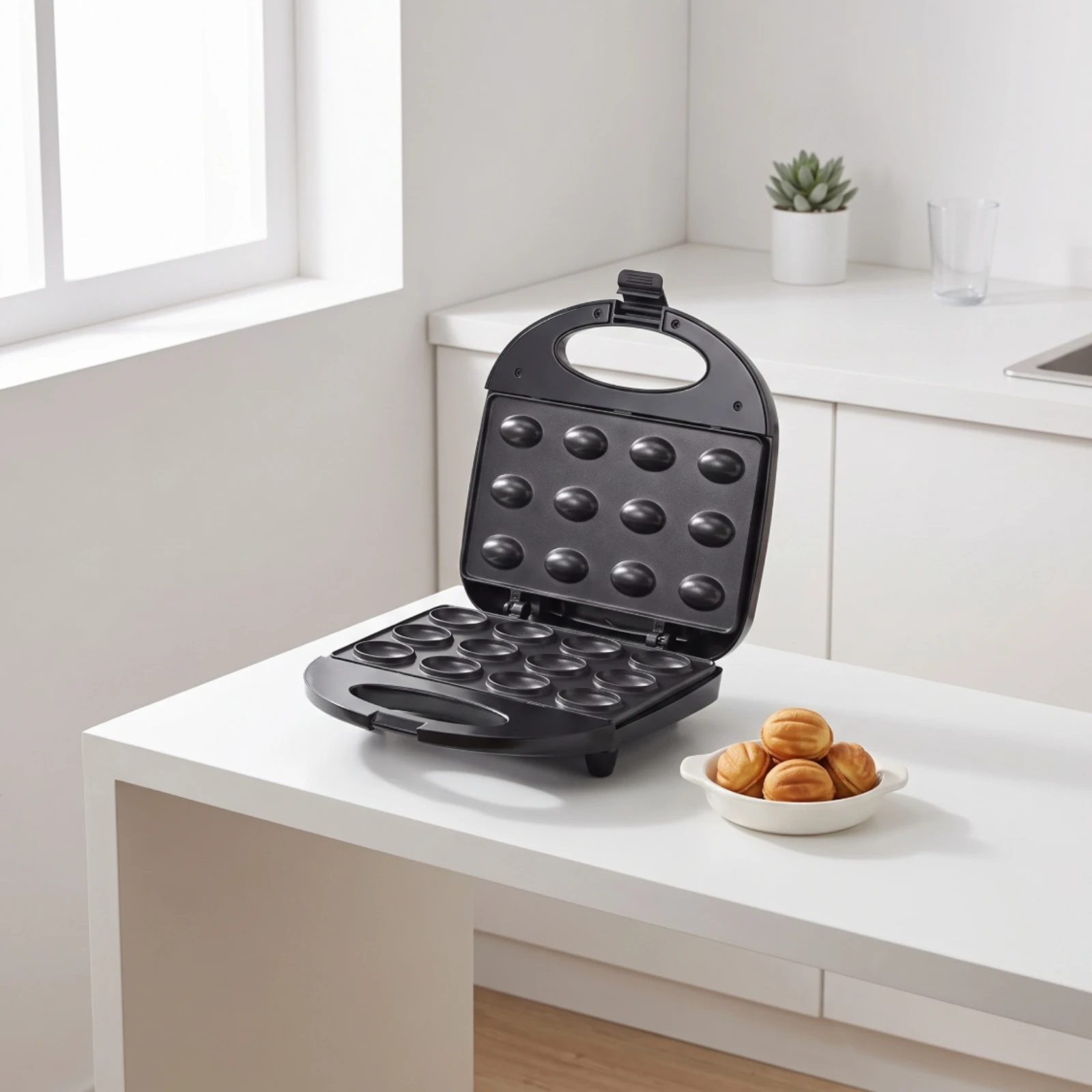 Breakfast Maker Electric Baking Machine with 12 Cavities Snack Maker Portable Appliance Double-Sided for Busy Professionals