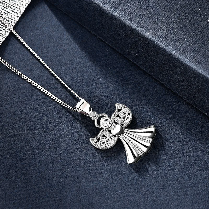 

French jewelry S925 pure silver angel wing pendant, fashionable and exquisite zircon wing necklace