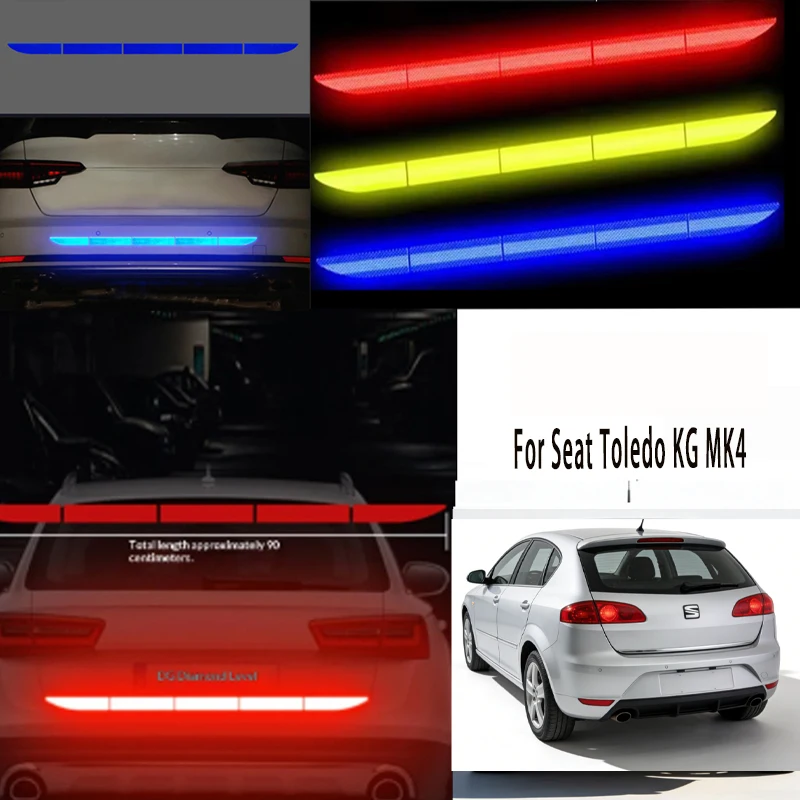 

For Seat Toledo KG MK 1Pcs Car Reflective Warning Tape Trunk Anti-Collision Bumper Strip Universal Auto Safety Reflector Sticker