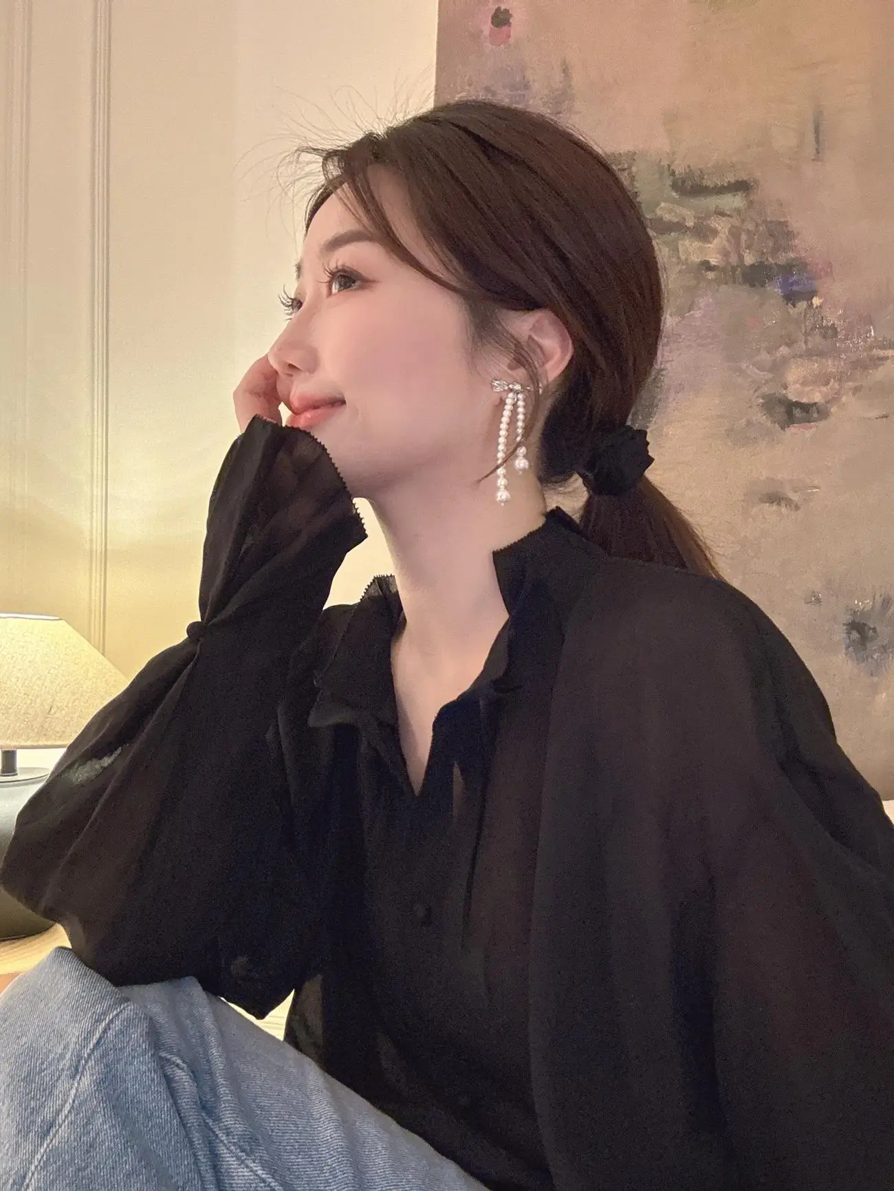 

Женская блузка Cao Daman с воротником-стойкой и дизайном в виде цветочных бутонов, весна-лето, французский стиль, свободный крой, длинный рукав