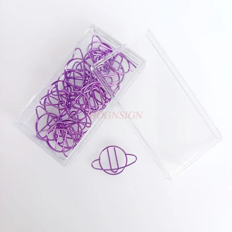 20pcs Purple Planet Paper Clips Creative Paper Clips Purple Paper Clips