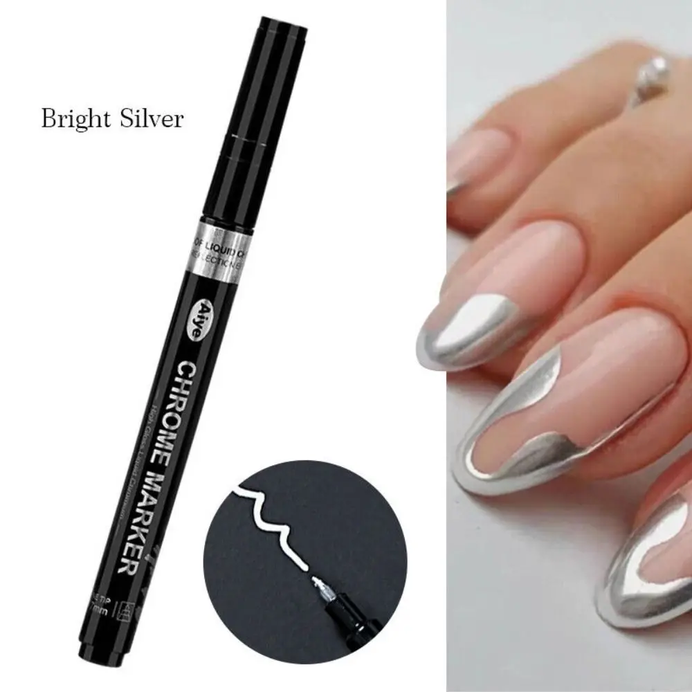 Metallic Silver Gold Nail Polish Pen Spring Summer Nail Drawing Brush For Design Graffiti Painting Pencil Lines Manicure Tools