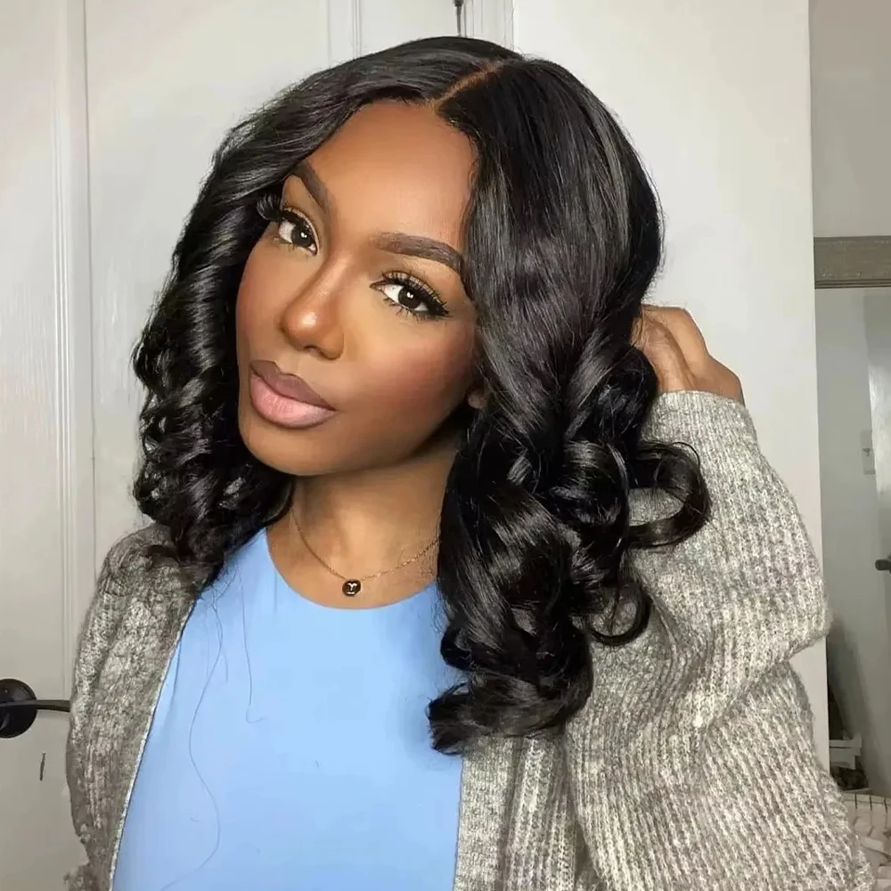 

Безклеевой парик-боб 13x4 с эффектом волны, из бразильских натуральных волос, готовый к носке, парик-боб 13x6 с HD-швейцарским кружевом, короткий кудрявый парик для чернокожих женщин