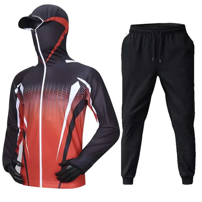 طقم جاكيت وسراويل صيد بهودي للرجال ، حماية من البعوض ، حماية من الأشعة البنفسجية ، حرير ثلجي ، ملابس صيفية ، جديد ، 2 * * #2