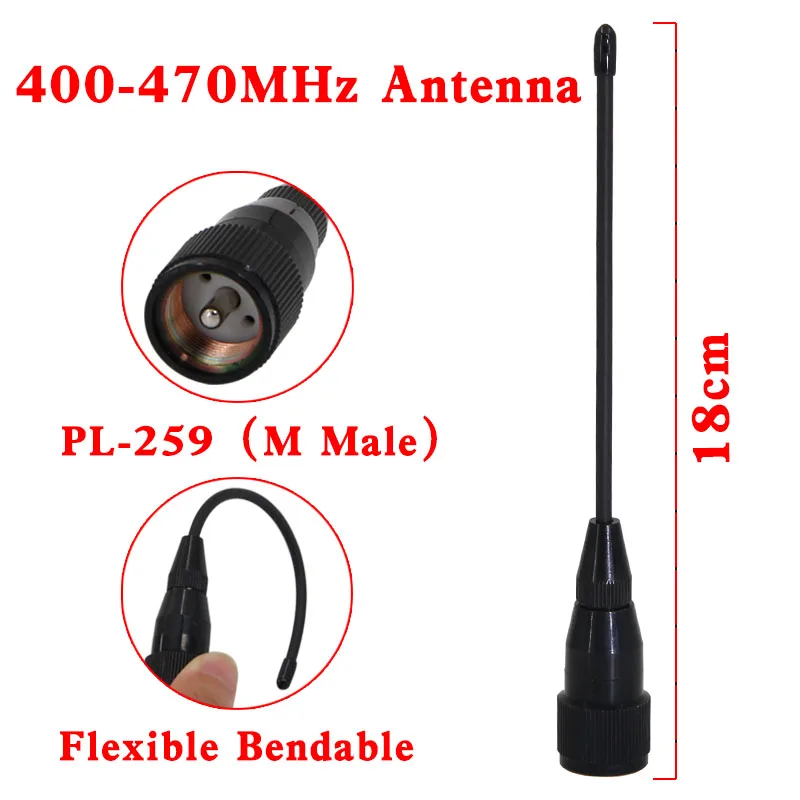 400-470mhz UHF Flexible Radio de goma para coche antena corta negra con conector M para estación de Radio de coche aficionado antena SL16-J/M macho