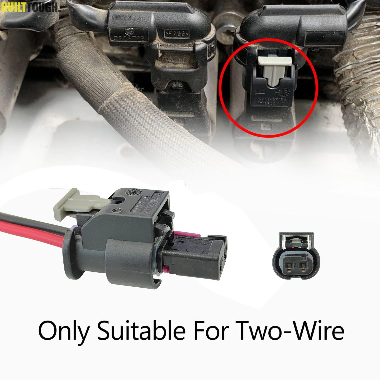 2Pcs For Audi VW Seat Skoda Fuel Injector Connector Sensor Prewired Harness Plugs Replacement 4F0973702 1-1718643-1 0-2112986-1