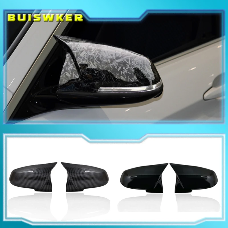 2 Pieces Rearview Mirror Cover Cap Carbon Black for BMW Series 1 2 3 4 X M 220i 328i 420i F20 F21 F22 F23 F30 F32 F33 F36 X1