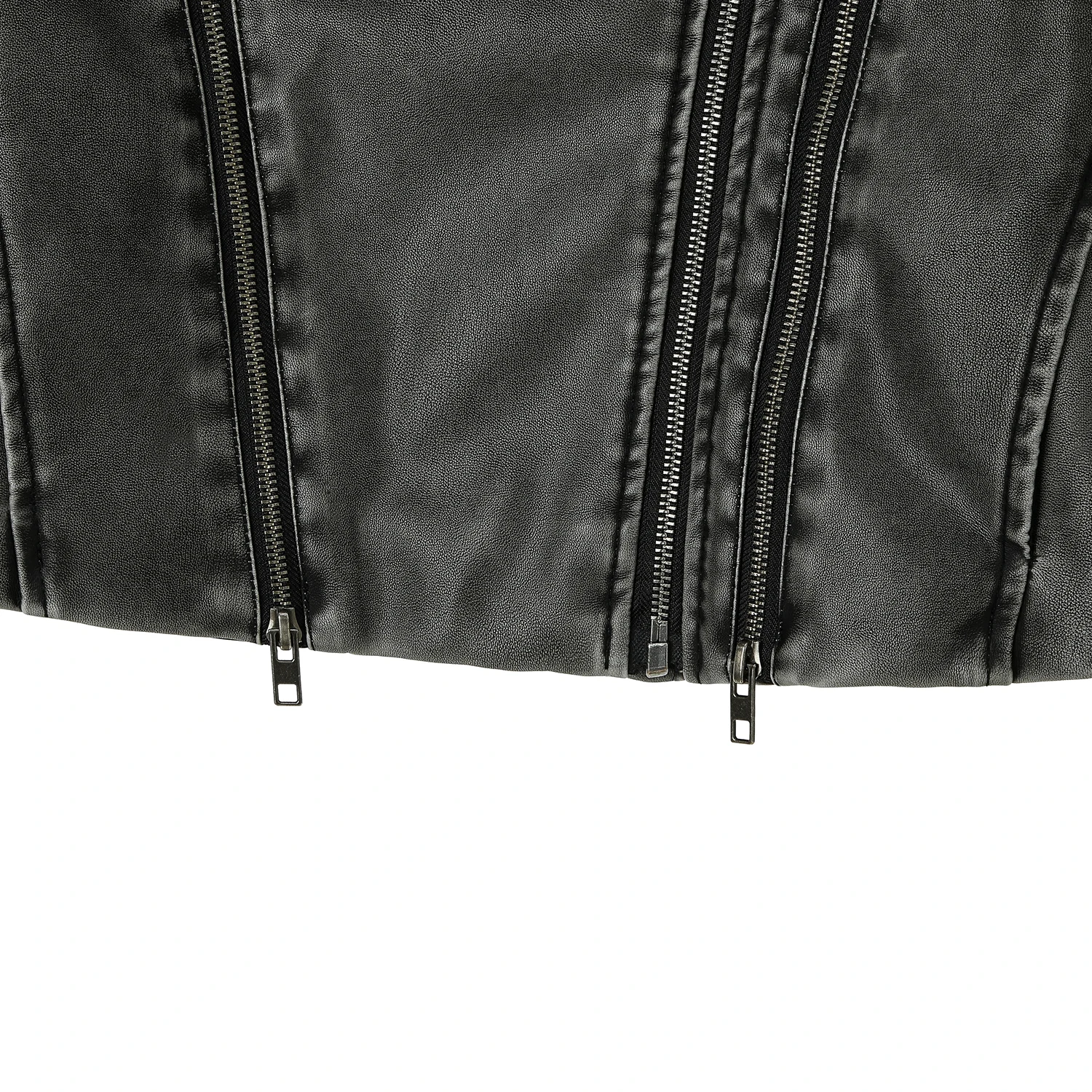 سترة نسائية سوداء لراكبي الدراجات النارية من جلد البولي يوريثان، سترة قصيرة عتيقة للدراجات النارية مع سحابات، أزياء الشارع الحضرية