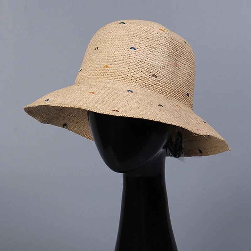 Sombrero de paja de rafia para mujer, gorra Panamá de ala grande, protección solar, transpirable, accesorio de playa para vacaciones al aire libre