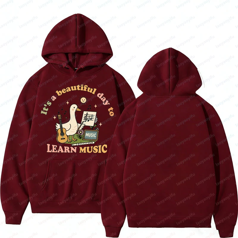 

It's a Beautiful Day to Learn Music Goose Shirt Music Teacher Tops Hoodie Women's Clothing Hoodies Comfortable Pullover
