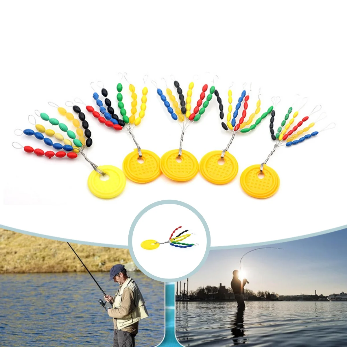 

1Pc Rubber Space Beans Bobbers Colorful Stable Oval Design Buoys Fishing Bobbers Float Space Beans Fishing Supplies Accessories