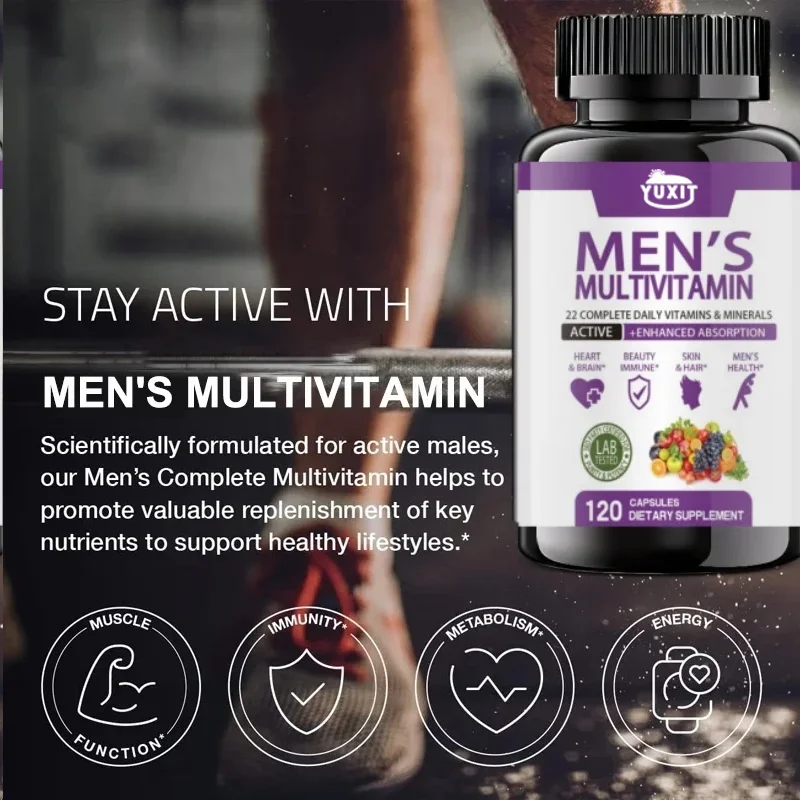 YUXIT Men s Daily Multivitamin Capsules for Healthy Muscle Body Energy Boost Immune Support