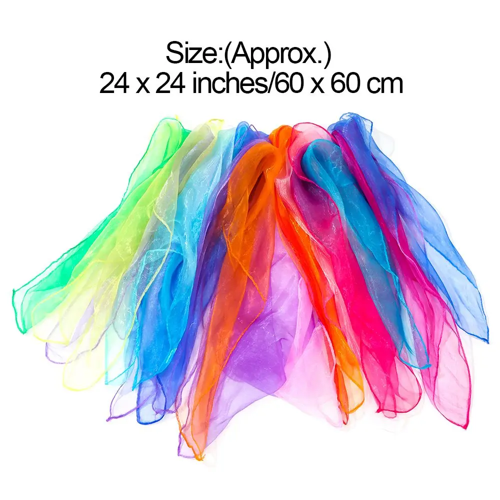Kids Rhythm Band Scarves Music Scarves Gradient Color Scarf Square Silk Scarf Dance Scarfs Gradient Color Dancing Scarf