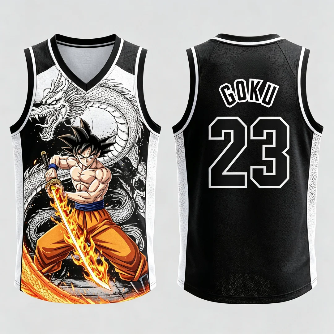 Dragon Ball Goku Samurai Shenron Basketball-Trikot für Herren, 3D-Druck, Sportweste, Anime-Streetwear-Tanktop, passende Familien-Outfits – Detail 15
