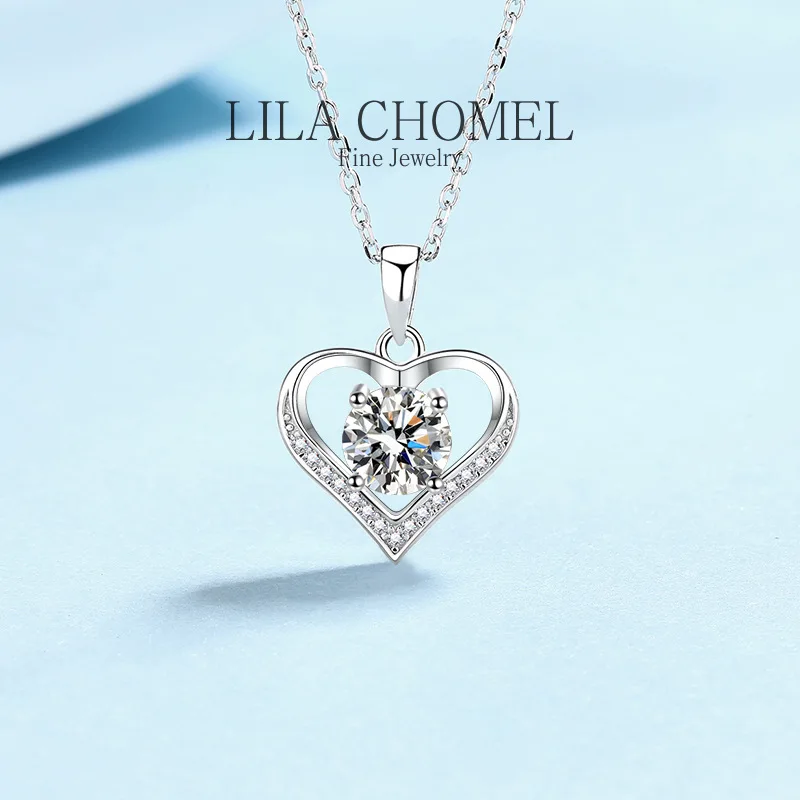 

Original luxury PT950 Platinum Pendant GRA Certified 1CT Heart Moissanite Wedding Necklace for Women and Girl's Birthday Gift