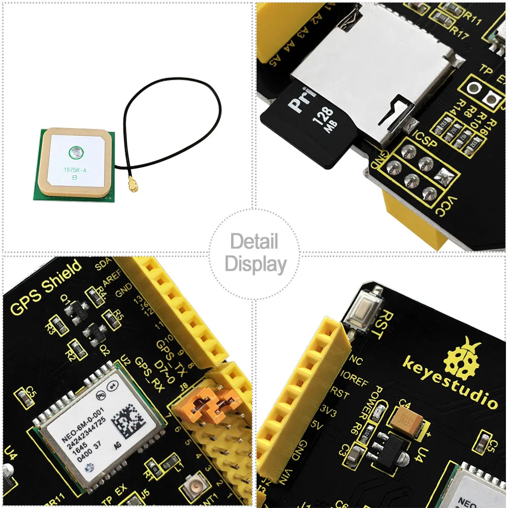 keyestudio GPS Shield For Arduino UNO R3 Based On NEO-6M-0-001 Module Compatible With UNO R3 And MEGA 2560 Control Board