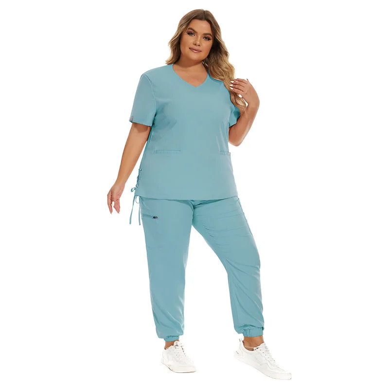 New Scrubs Set Medical Uniforms Stretch Scrub Tops with Pocket Pants Nurse Uniform Doctor Surgery Overalls Beauty Salon Workwear