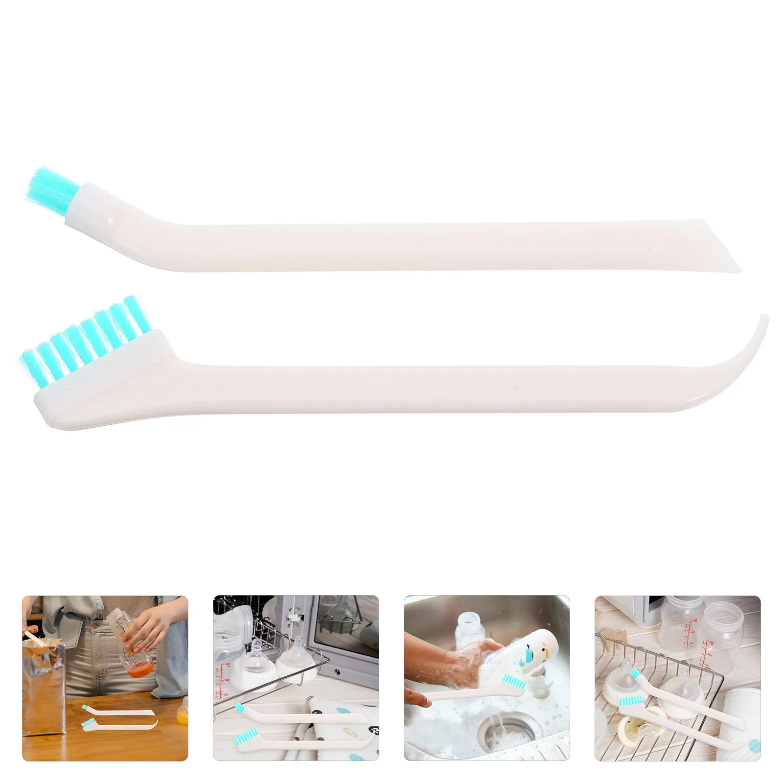 

2Pcs Baby Bottle Cleaning Brush Set Dense Soft Bristles for Thorough Residue Removal Portable Lightweight Travel Friendly Safe