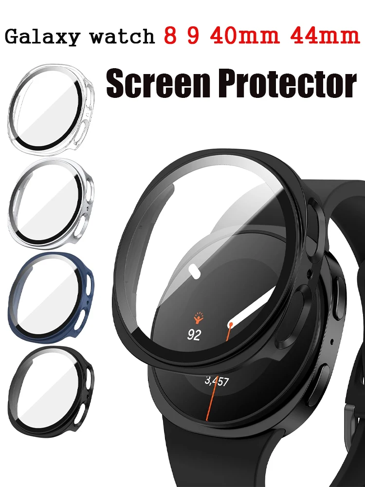 Case For Samsung Galaxy watch 8 9 40mm 44mm Accessories Screen Protector Tempered Glass PC Bumper Cover Galaxy watch9 Protective