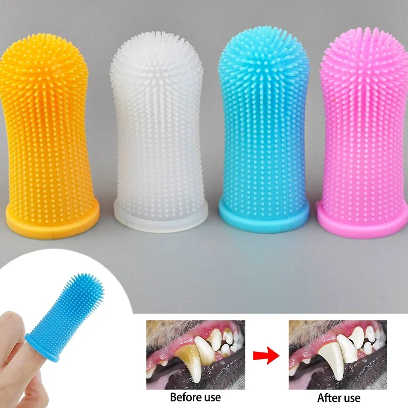 Dog Super Soft Pet Finger Toothbrush Teeth Cleaning Bad Breath Care Nontoxic Silicone Dog Cat Oral Cleaning Supplies Dental Care